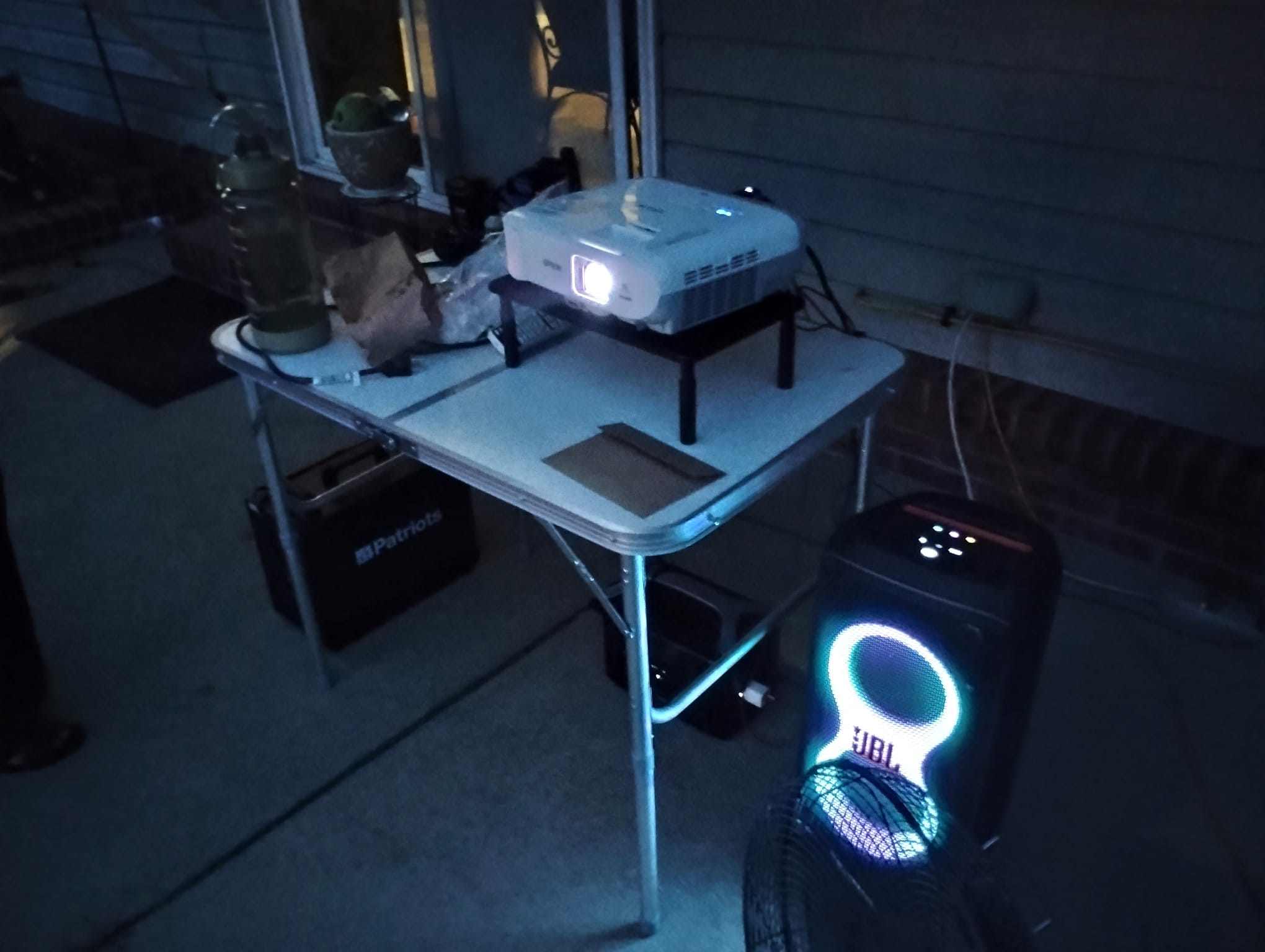 Projector and speaker equipment setup