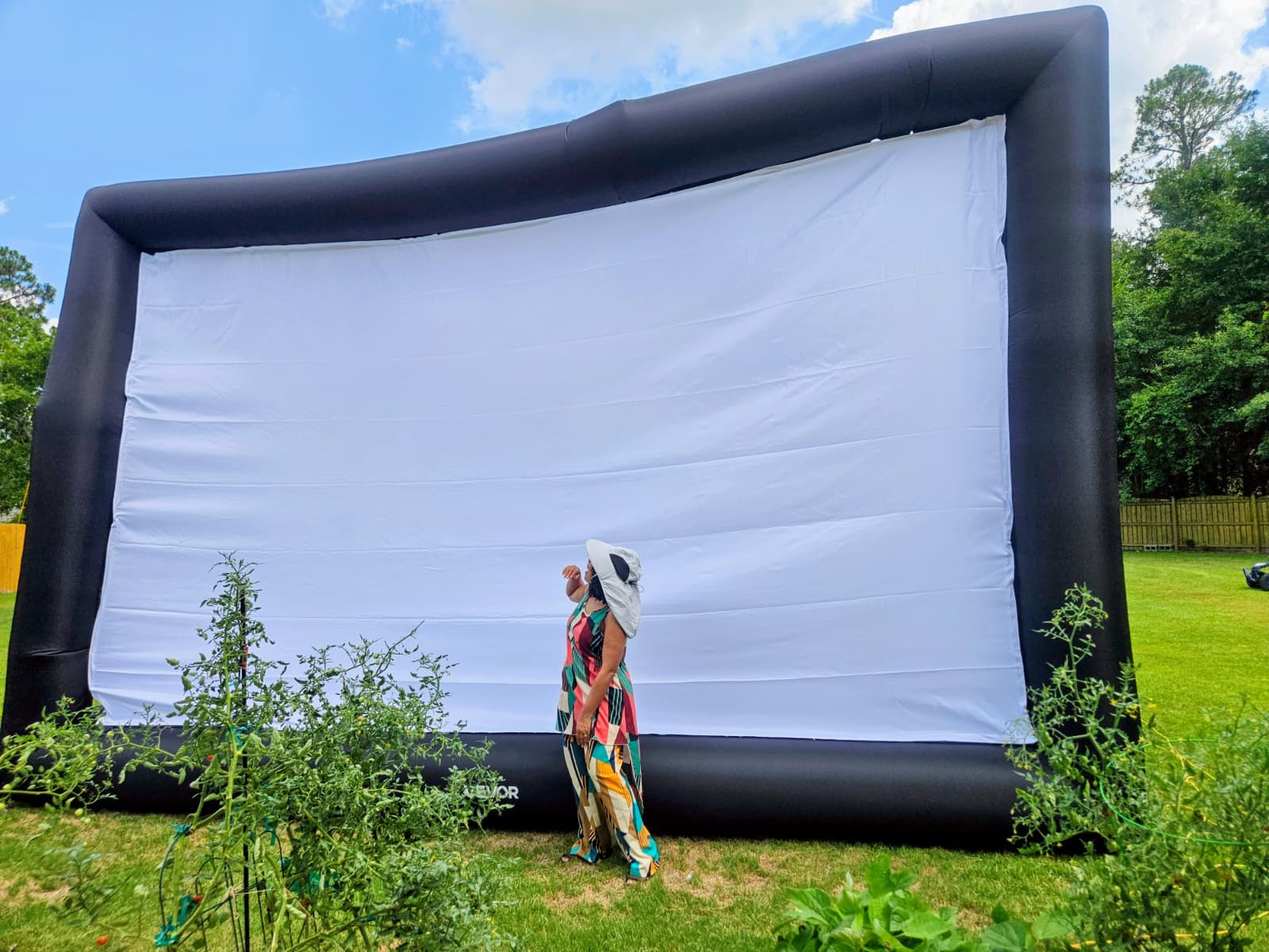 Outdoor Bash daytime inflatable movie screen setup